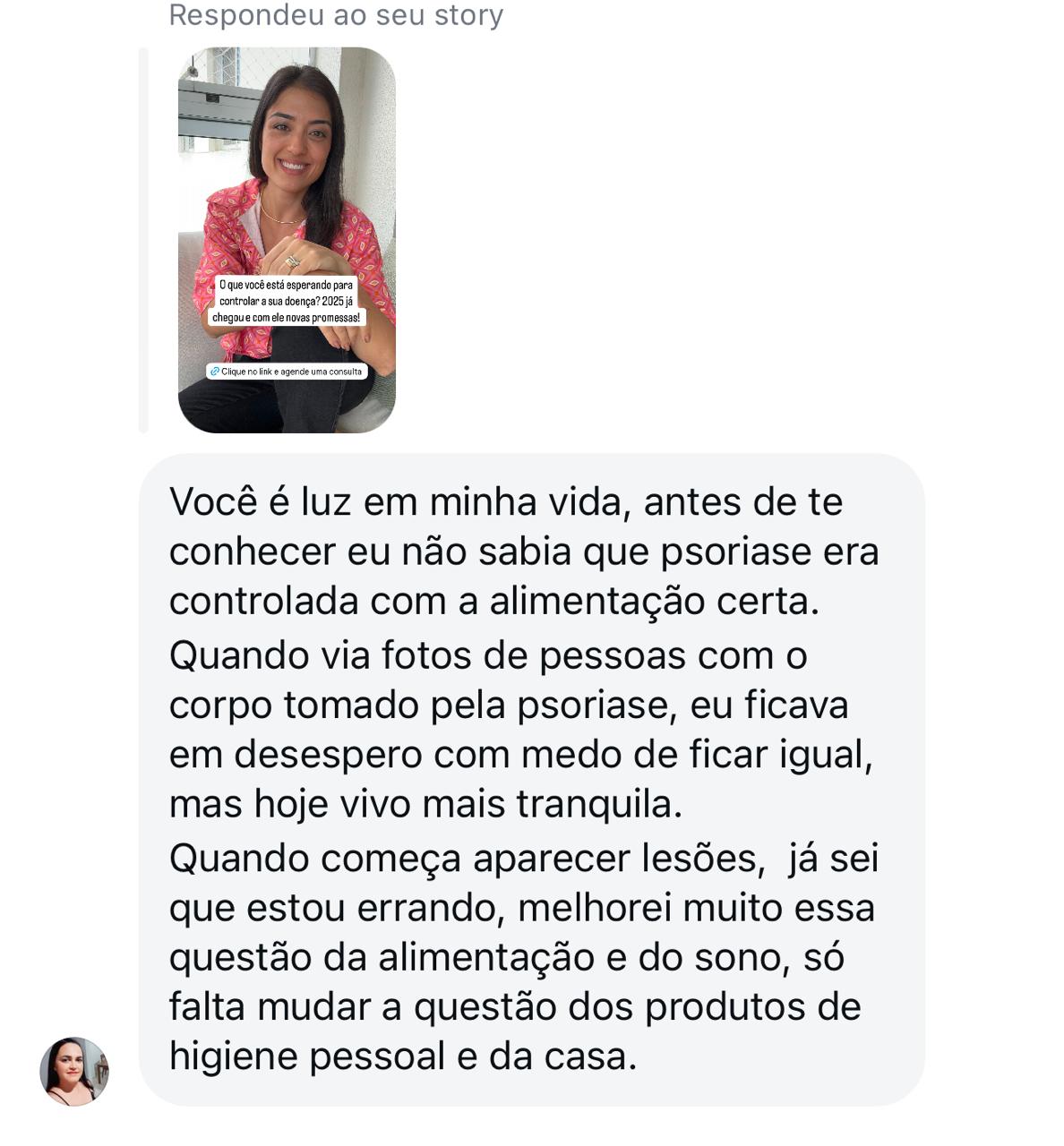 Relato de paciente sobre o controle da psoríase
